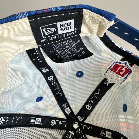 New York Giants Plaid 9FIFTY Snapback Hat By New Era Cap Blue/Red NFL 2024 - Picture 6 of 8